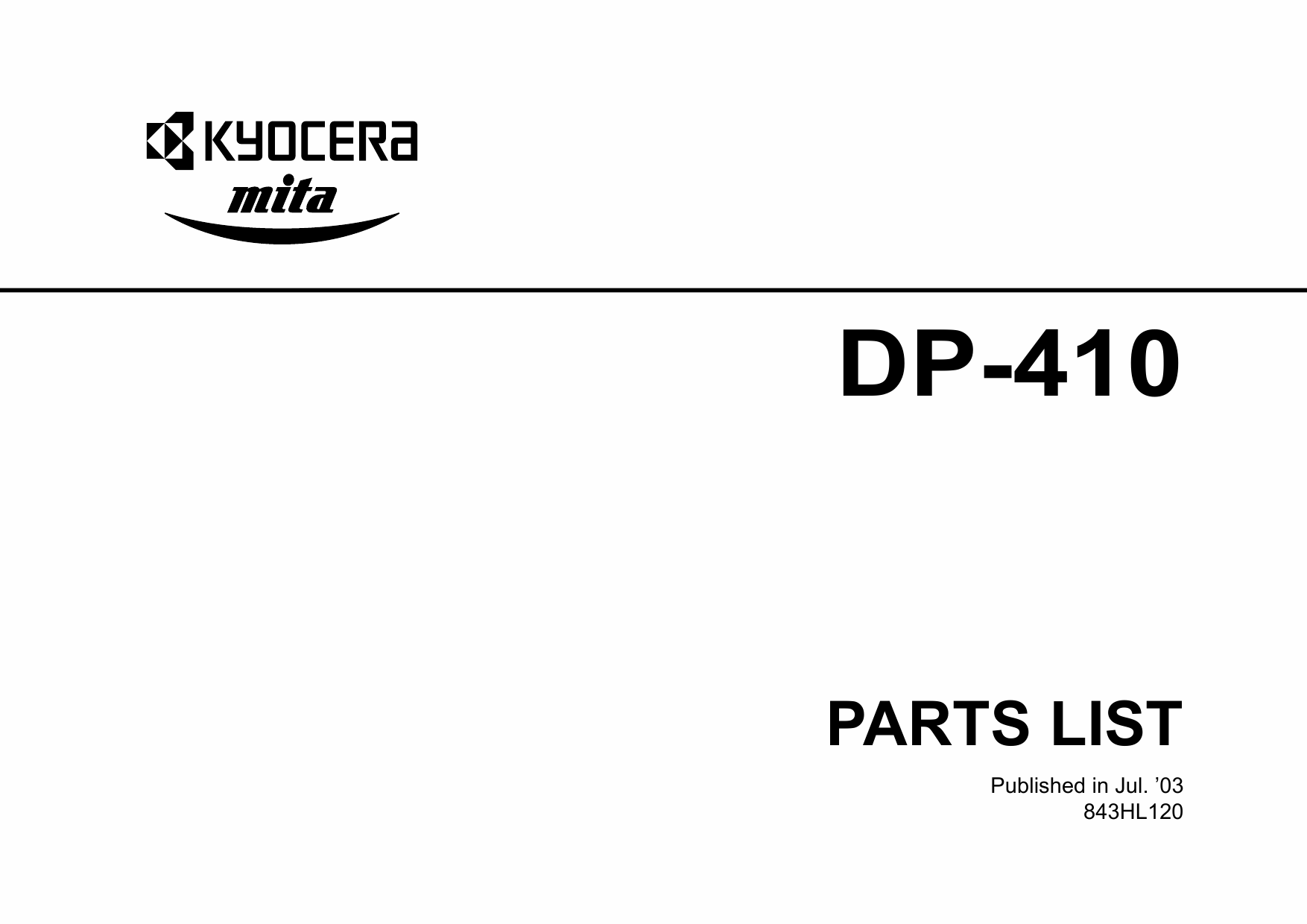 KYOCERA Options DP-410 Parts Manual-1
